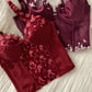 Rotes Corset Top mit Rosen 70-75B