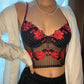 Vintage Korsett mit pinken Blumen und Nadelstreifen 75B
