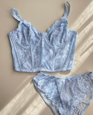 Vintage Corset Babyblau aus Spitze 75C