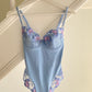 Vintage Pastell Body mit floraler Stickerei 75C