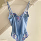 Vintage Pastell Body mit floraler Stickerei 75C