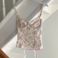 Vintage Korsett mit rosa Blümchen Print und Schößchen 80B
