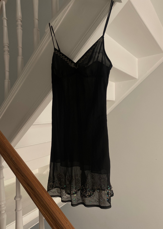 Schwarzes Kleidchen mit Pailetten S-M