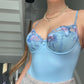 Vintage Pastell Body mit floraler Stickerei 75C