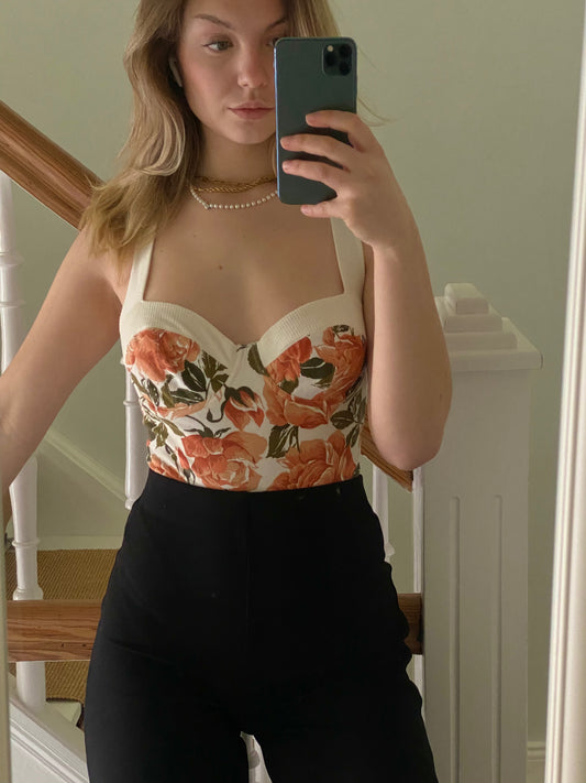 Vintage Body mit Rosen Print