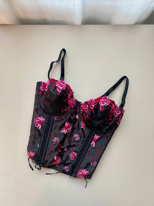 Vintage Korsett mit Blumen Stickerei 75B