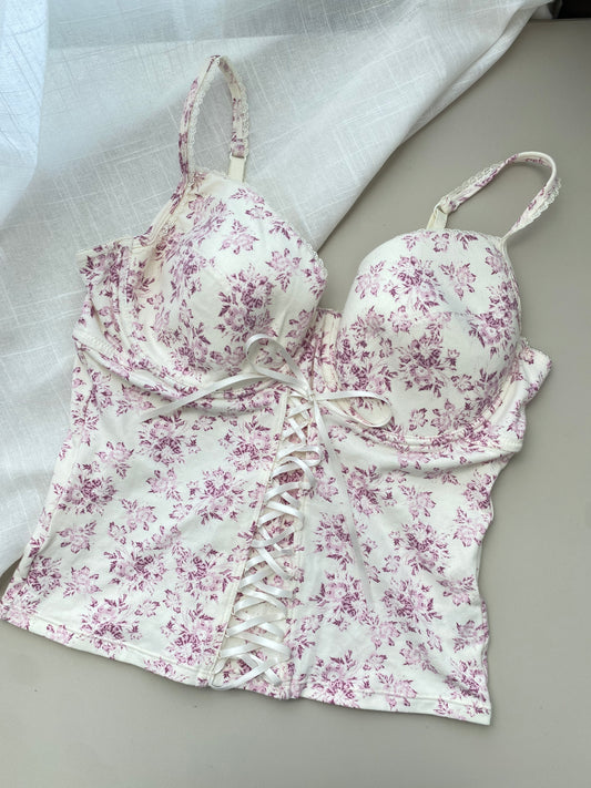 Vintage Top/ Corsage mit Blümchen 85C