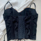Vintage Korsett schwarz mit Blumen 75B
