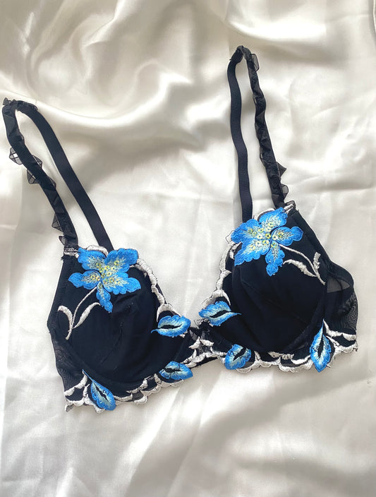 Vintage BH mit Blumen und Pailetten 70B