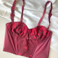 Vintage Korsett Rot mit Blumen 80B