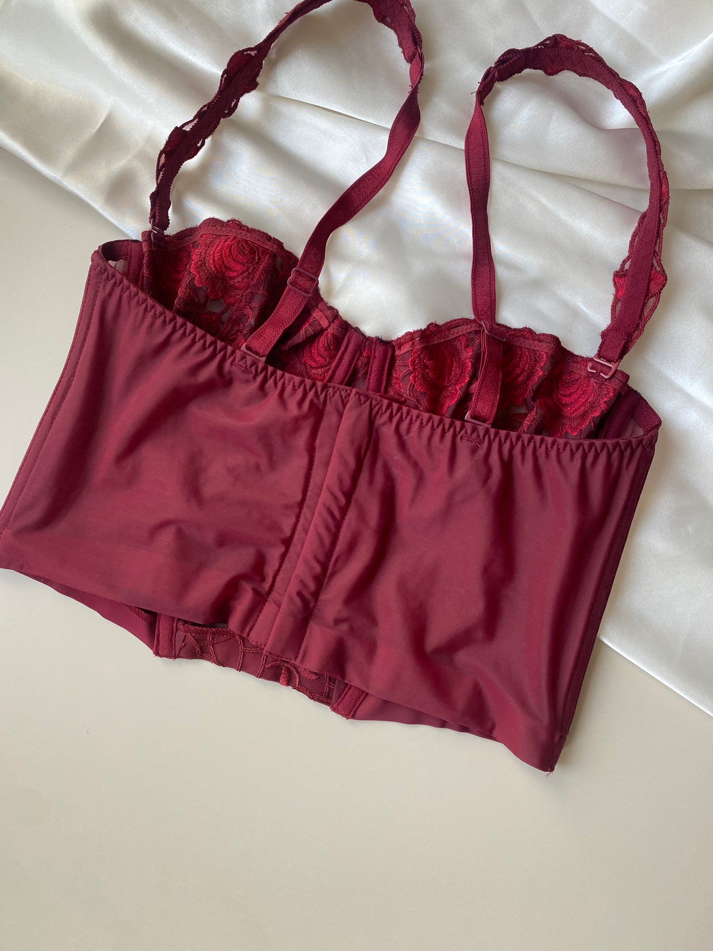 Vintage Korsett Rot mit Blumen 80B