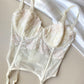 Vintage Korsett Creme Weiß mit Blumen Stickerei 75-80B