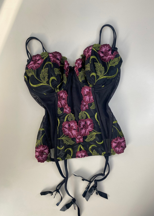 Vintage Korsett mit Blumen Stickerei