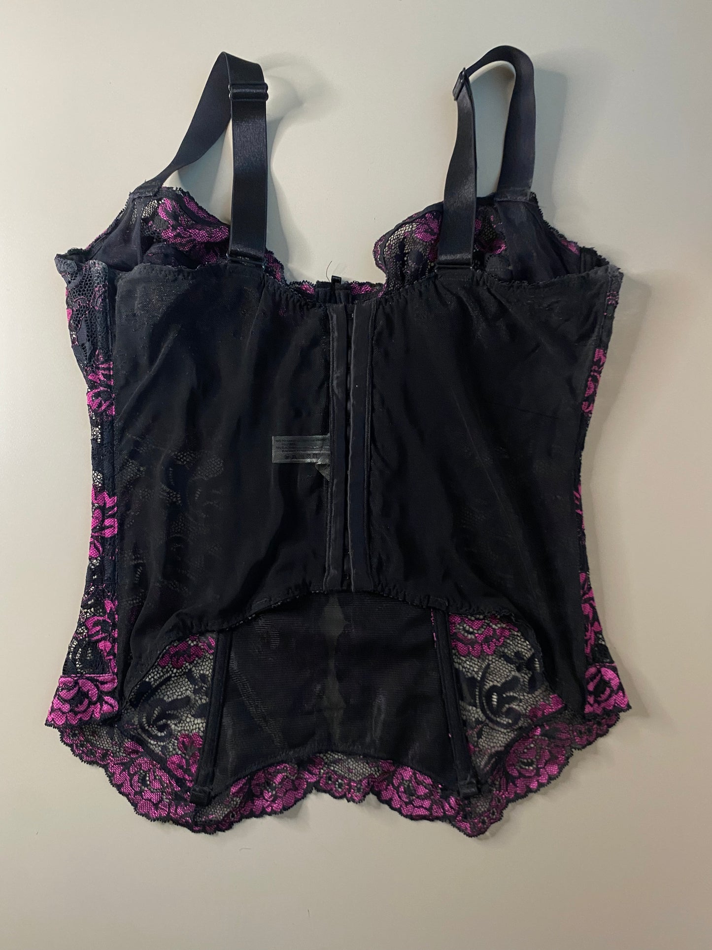 Spitzen Corsage Schwarz Pink 100D